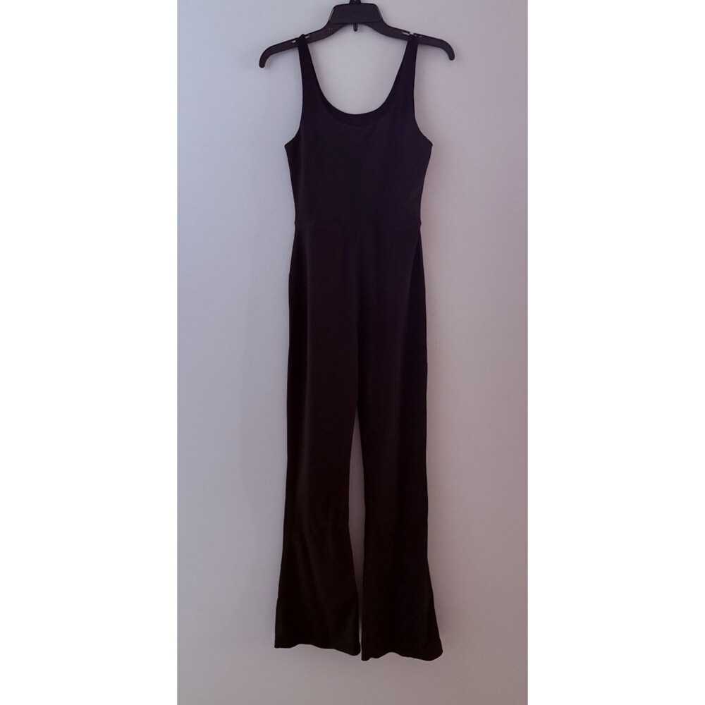 Wilo The Label Flare Ribbed Jumpsuit Size Medium Black One Piece Yoga Athletic